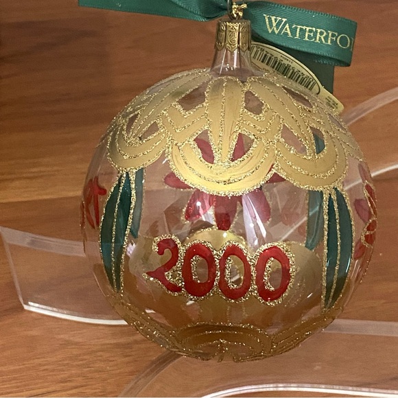 Vintage1999-2000 WATERFORD Holiday Heirlooms Celebration Ball Handblown Ornament - Picture 14 of 16